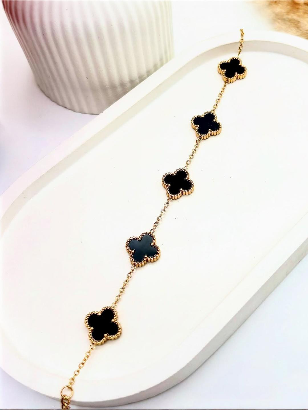 Peprika Gold-Plated Stainless Steel Artificial Stones Charm Bracelet