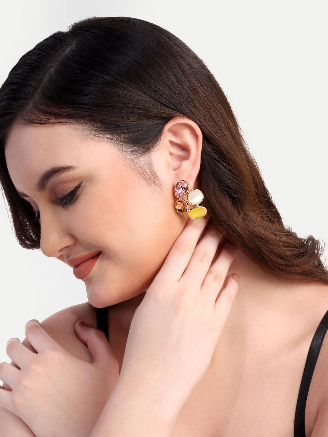 CROWN NINE Gold-Plated Copper Swarovski Crystal Studs