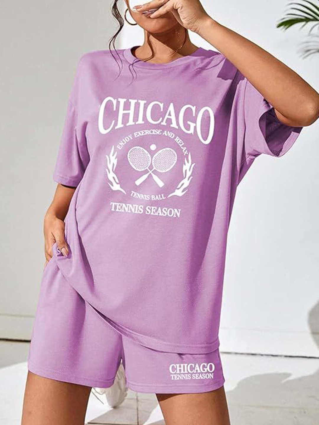 KSHS Typography Printed Tshirt With Shorts