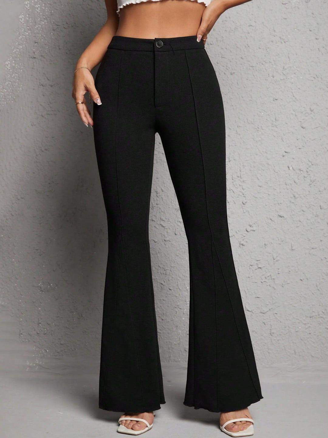 NU CLOTHS Women Flared High-Rise Solid Bootcut Trousers