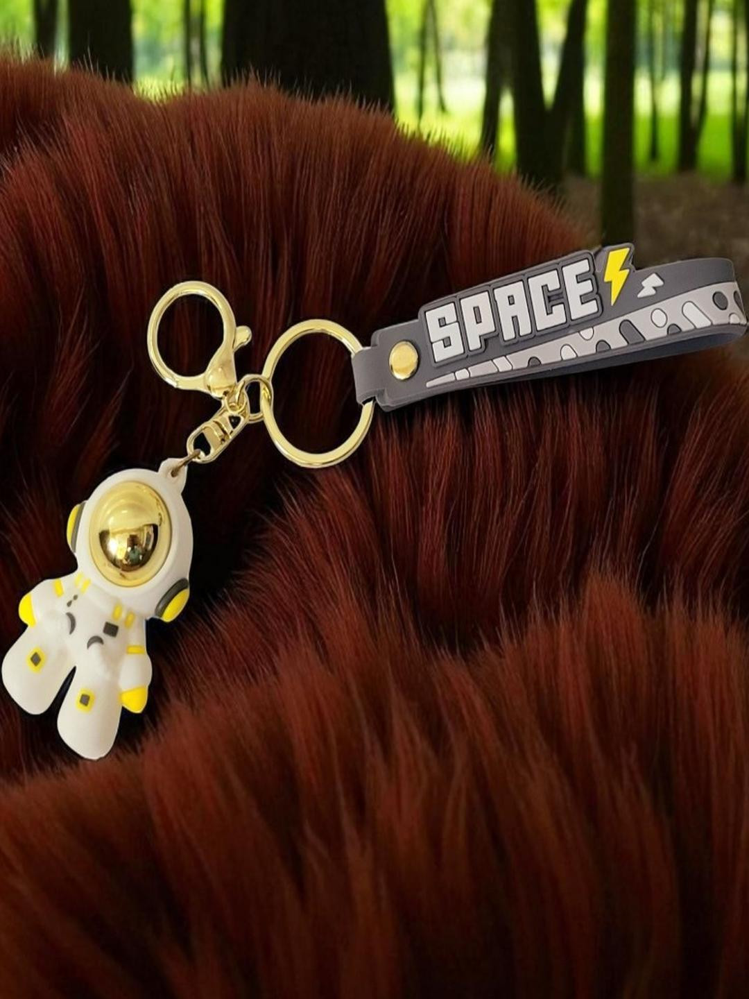 ADOREAL Grey & Gold Colour Astronaut Keychain