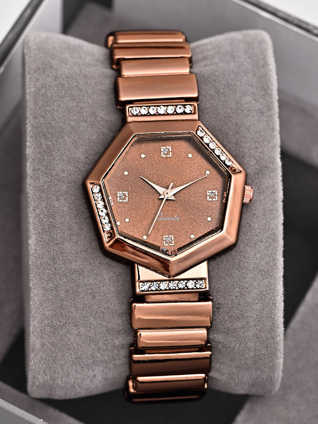 SWADESI STUFF Women Embellished Dial Analogue Watch W402 BROWN