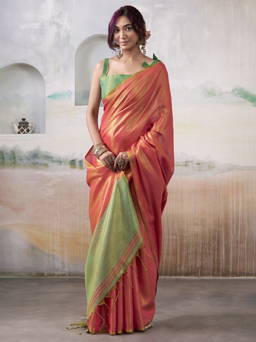 Smart Stree Pure Tissue Zari Weaving Saree