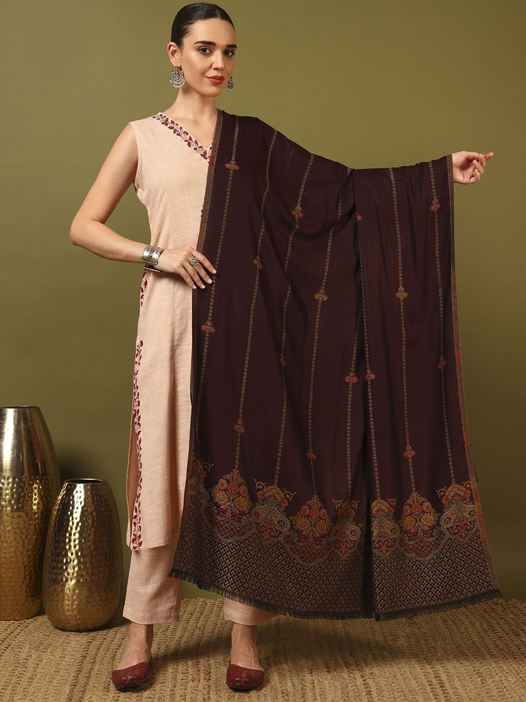 Kala Maison Ethnic Motifs Woven Design Shawl
