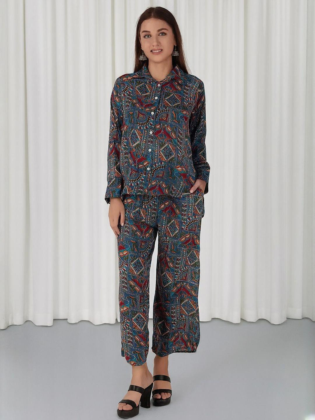 KASHIAN Printed Pure Cotton Shirt With Palazzos