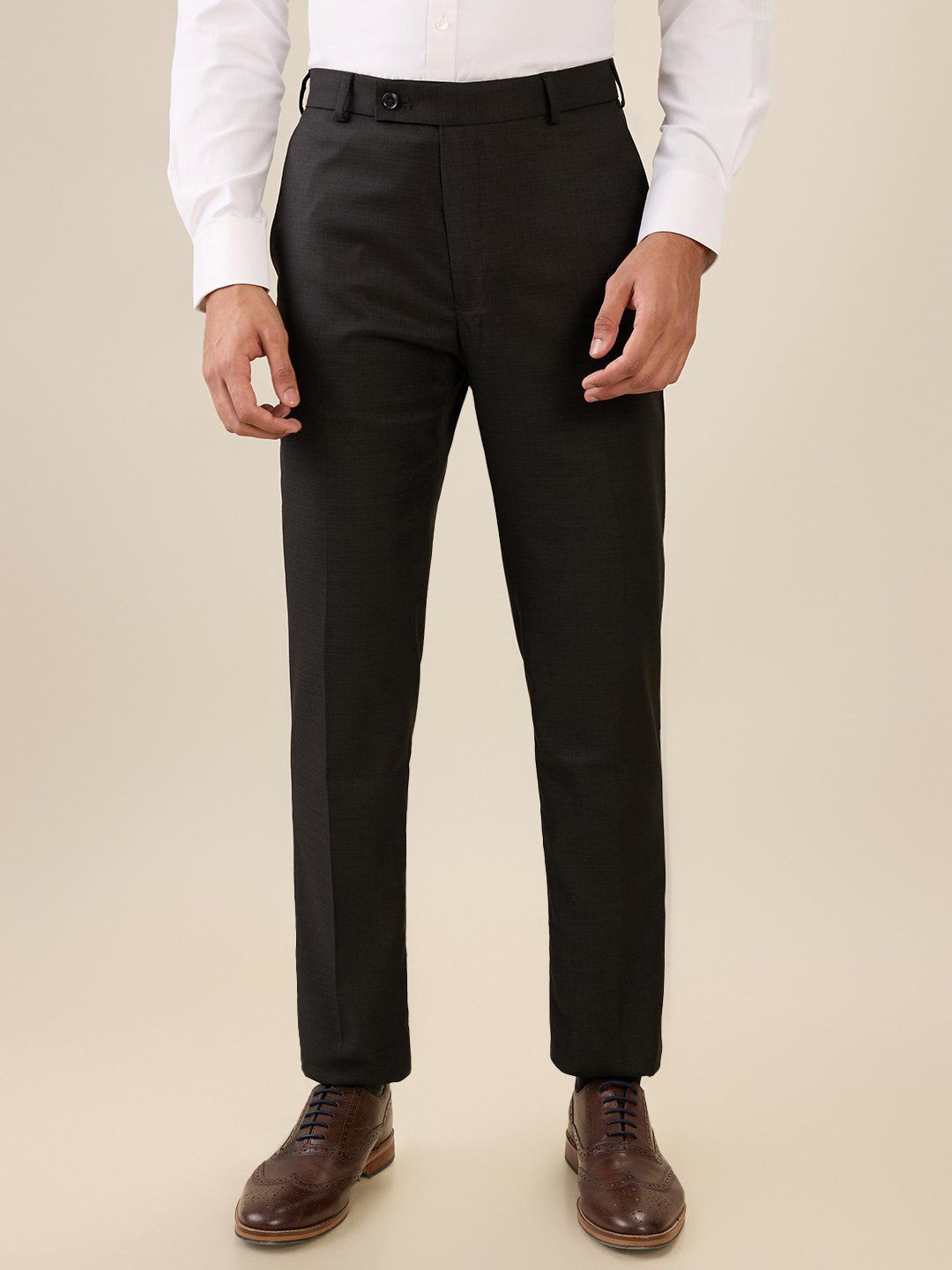 Park Avenue Men Checked Urban Slim Fit Mid-Rise Formal Trousers