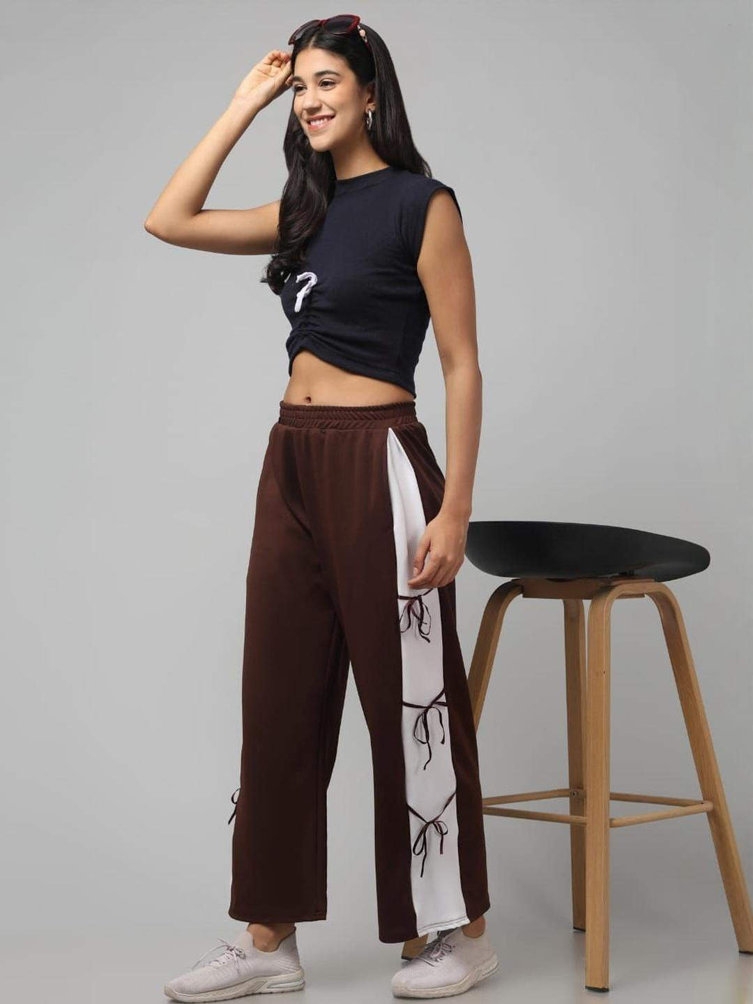 Charitra Women Relaxed Wide Leg Easy Wash Korean Pants
