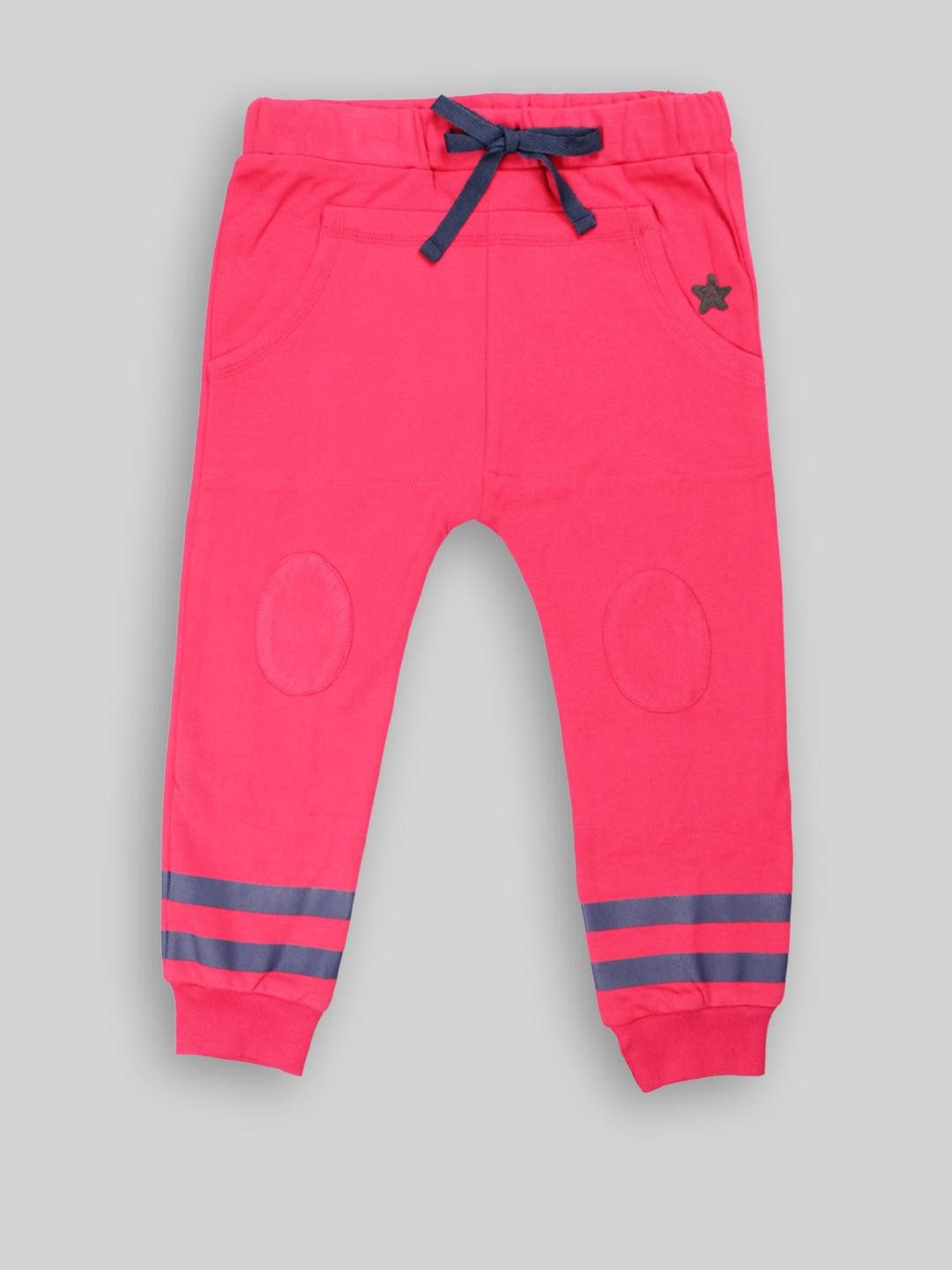 Awbabie Boys Red Solid Cotton Track Pant With Drawstring Closure