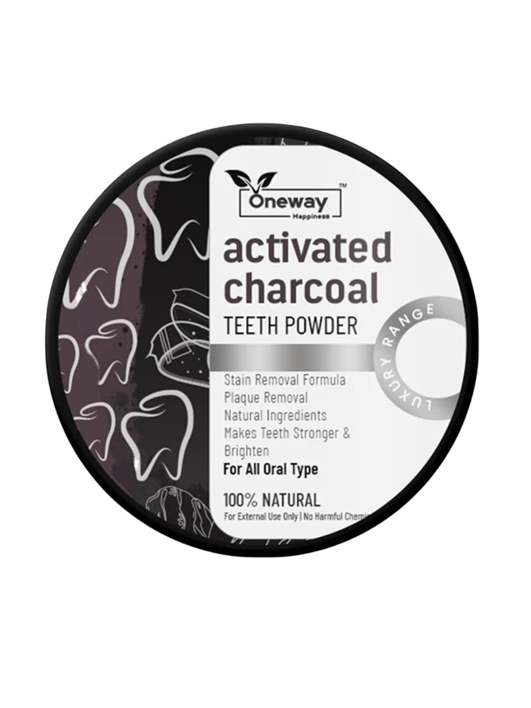 Oneway Happiness Activated Charcoal Teeth Powder - 100 g