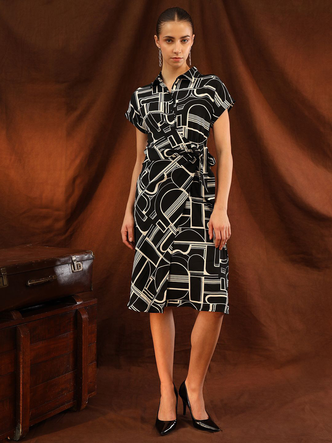 Kazo Women Printed Pinto Midi Dress