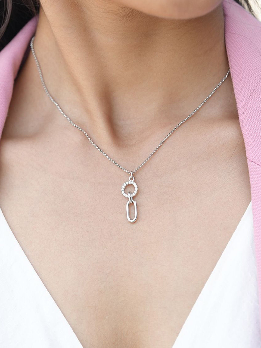 SHAYA Better Together 925 Sterling Silver CZ Studded Necklace