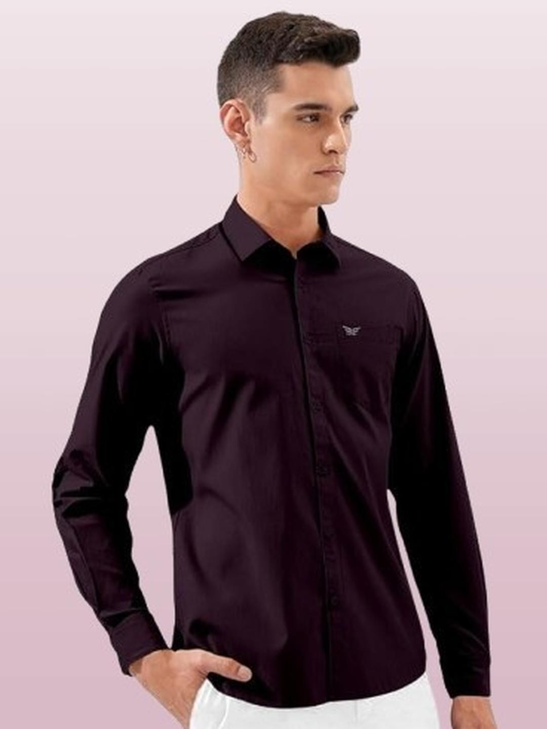 ISUEL FAB Men Purple Cotton Solid Casual Shirts