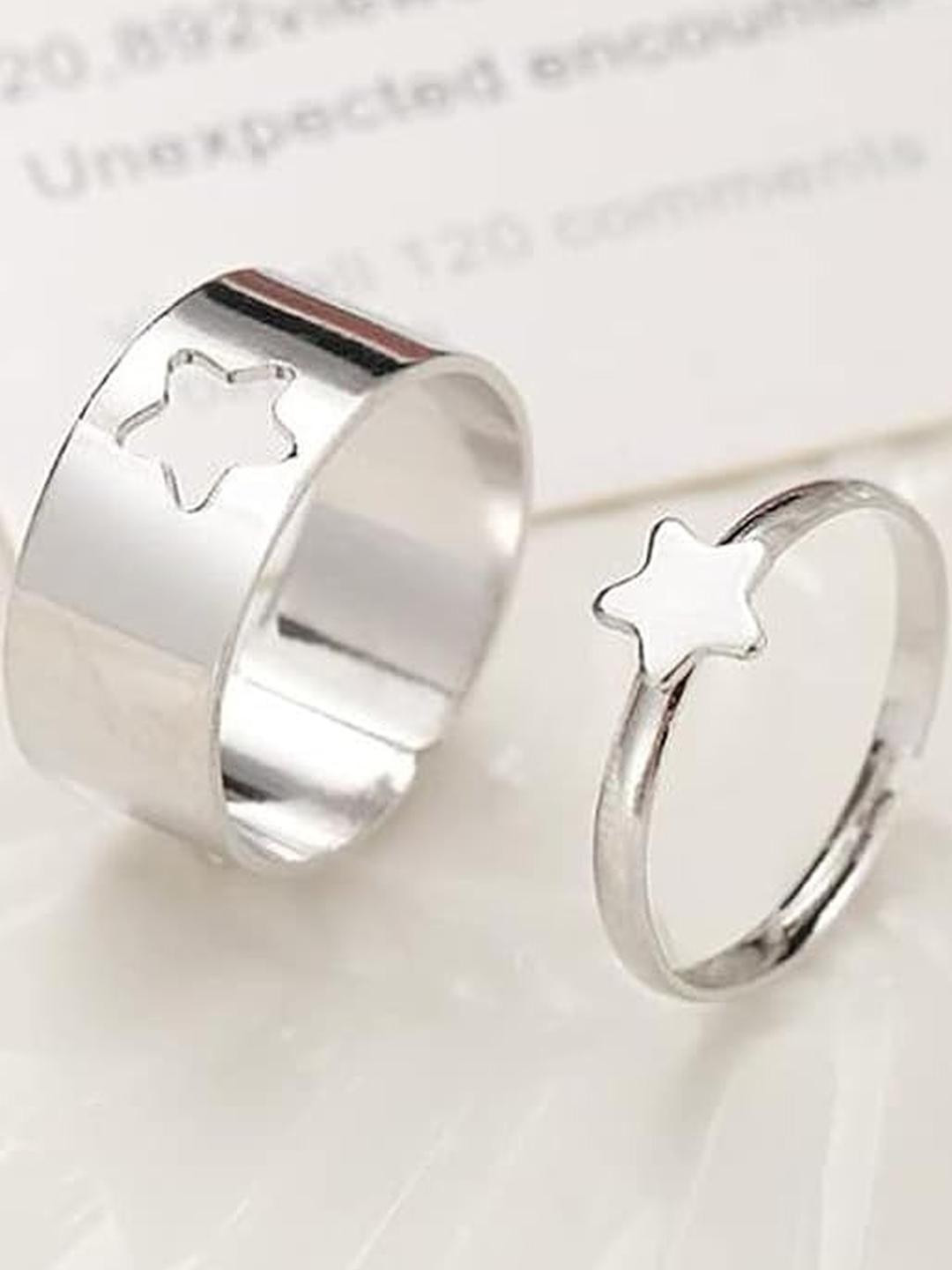 DressBerry Silver Star Couple Ring Matching Wrap Finger Ring For Women And Girls