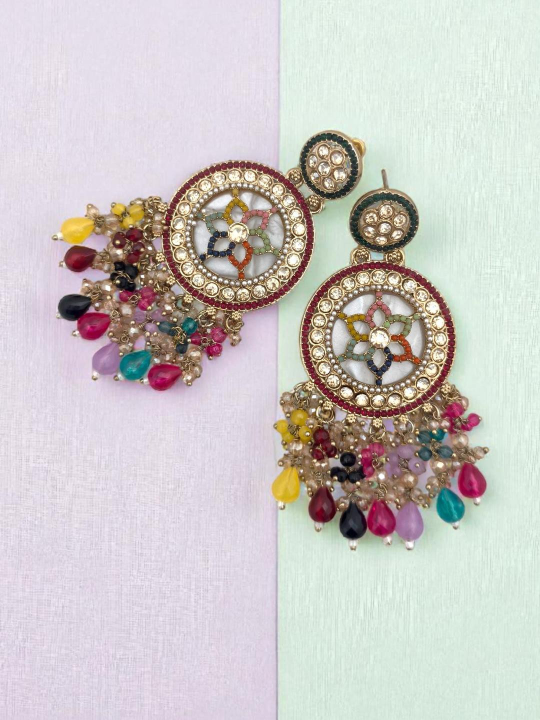 BFC - BUY FOR CHANGE Women Multi Colored Alloy Artificial Beads Chandbali Earrings