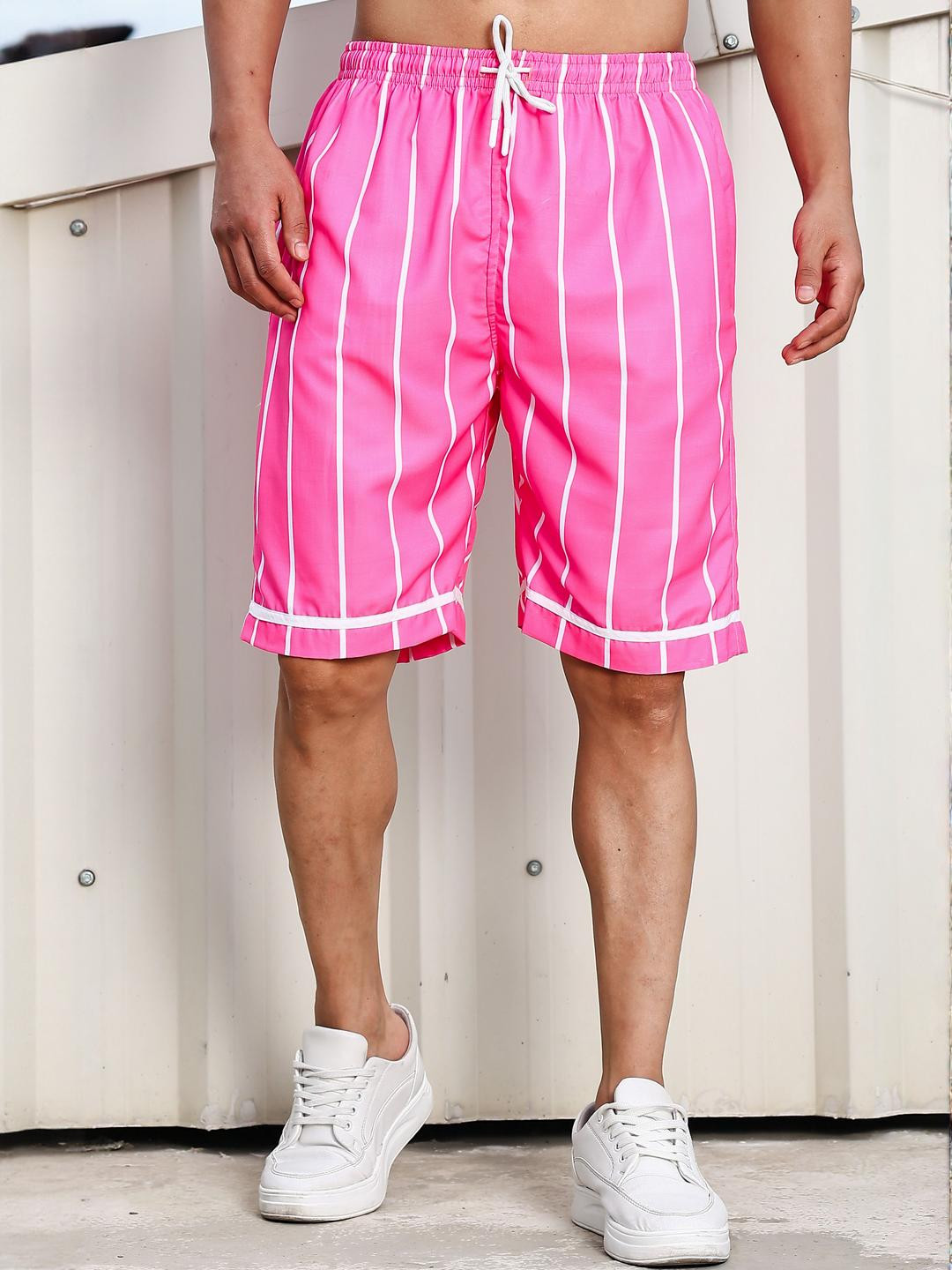 House of Koala Unisex Striped Technology Relaxed Fit Mid-Rise Shorts