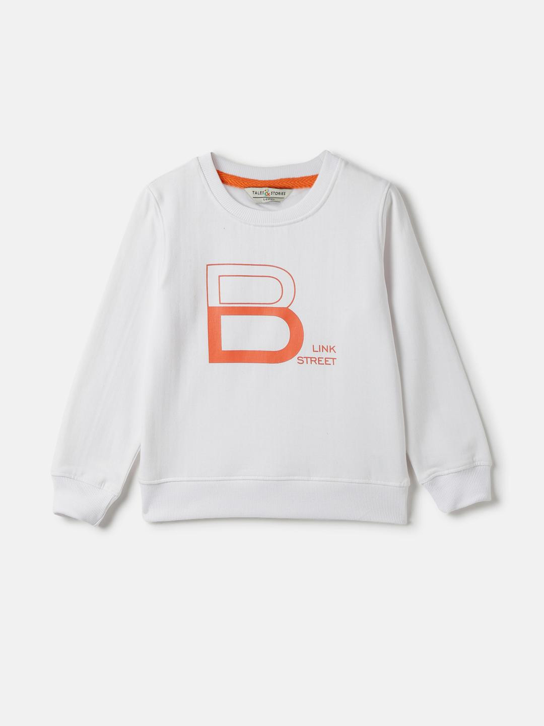 TALES & STORIES Boys Cotton Poly White Sweatshirt