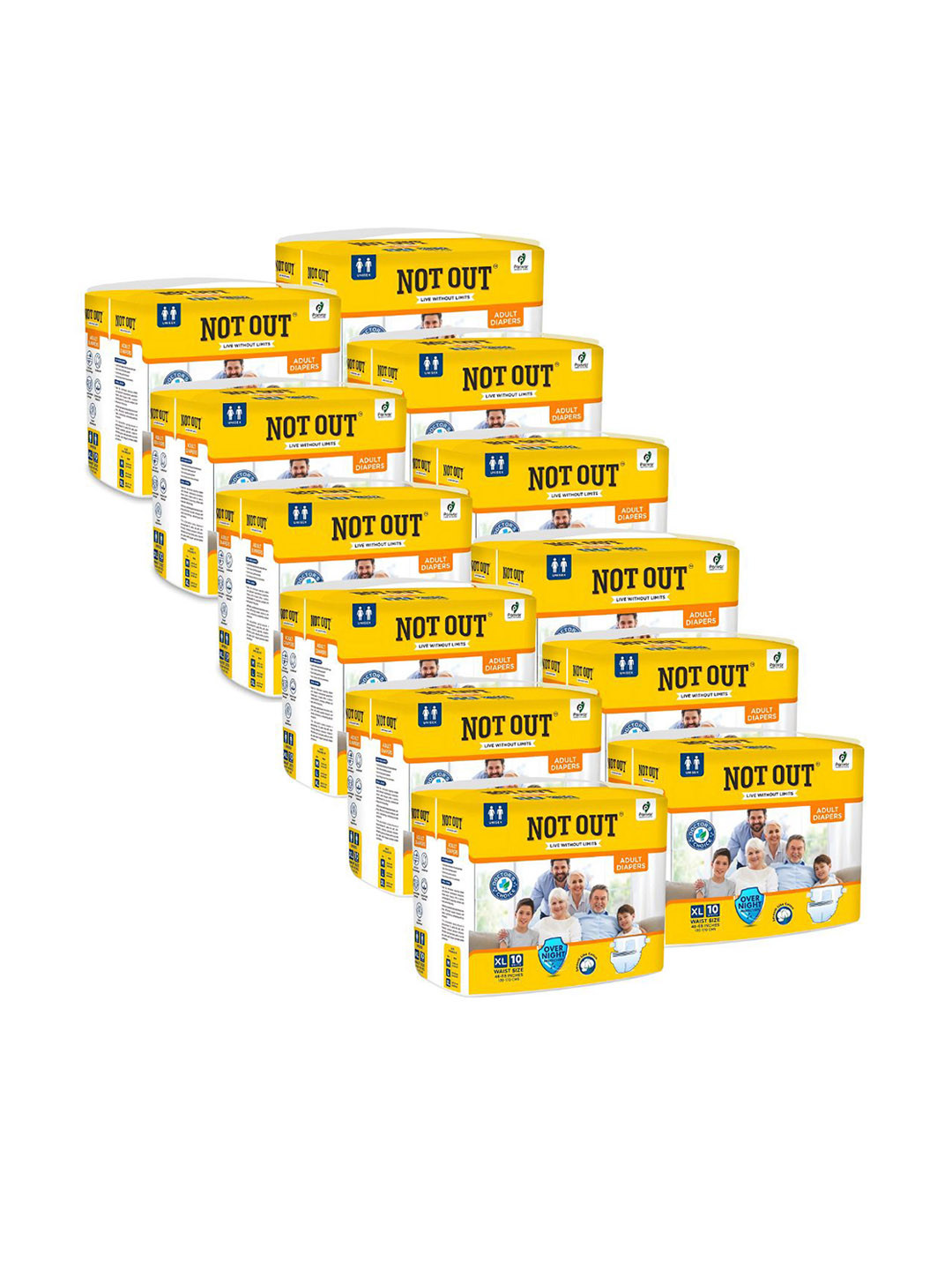 Not Out Set Of 6 Adult Tape Diapers - XL - 10 Pieces Each