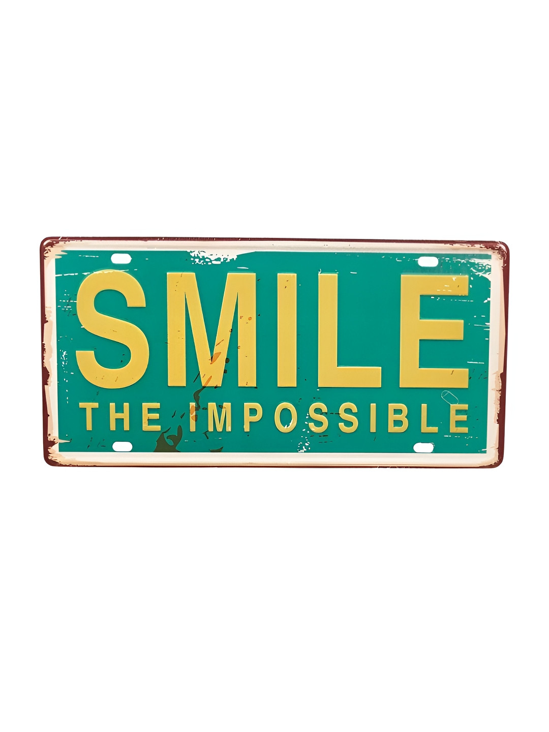 eazy wagon Green & Yellow Smile the Impossible Printed Wall Sign