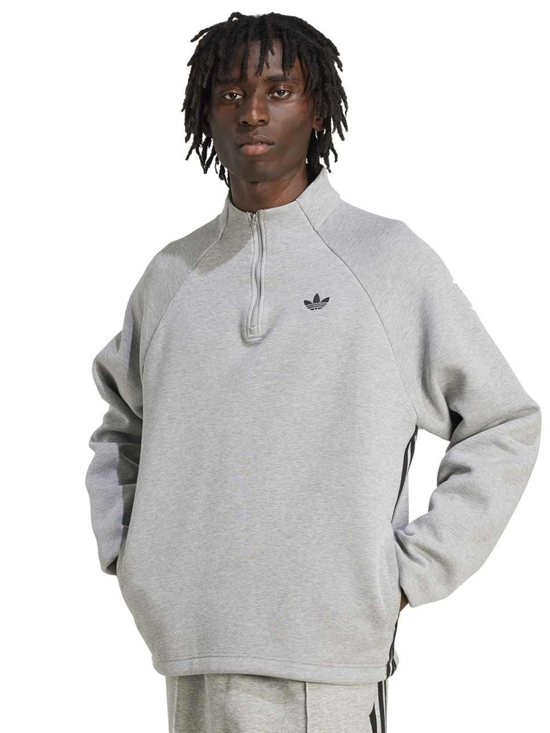 ADIDAS Originals SPACER DRILL TT Men Mock Collar Half Zipper Cotton Sweatshirt