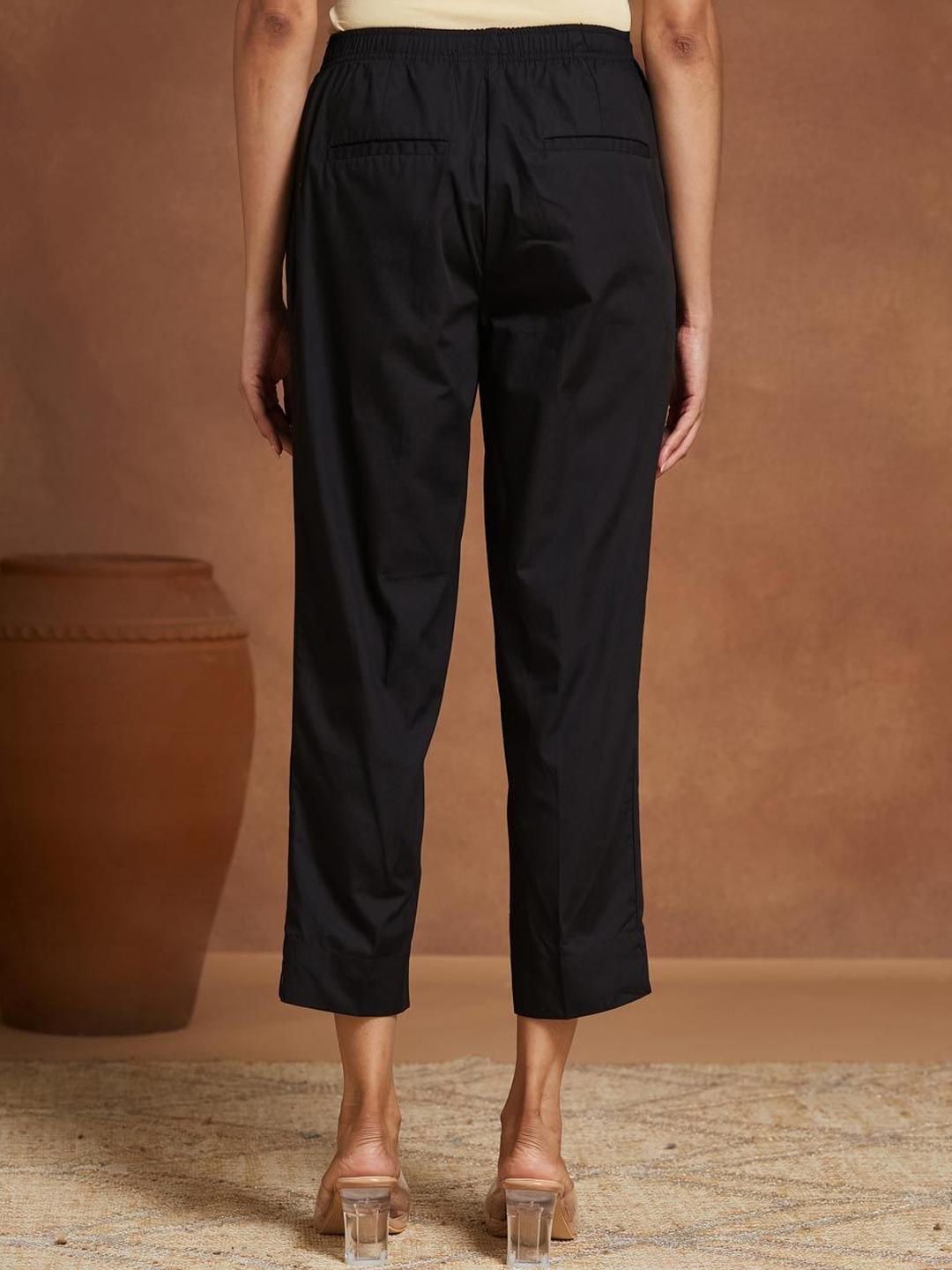 Fabindia Women Slim Fit Mid-Rise Casual Cropped Pant Trousers