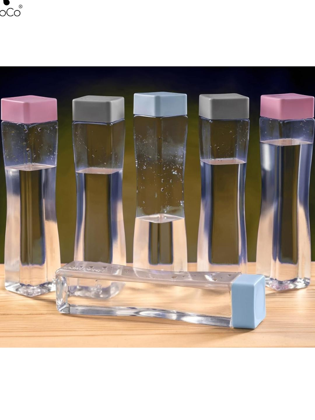 WeCoCo Multicoloured & Transparent Set of 6 Plastic Solid Water Bottle