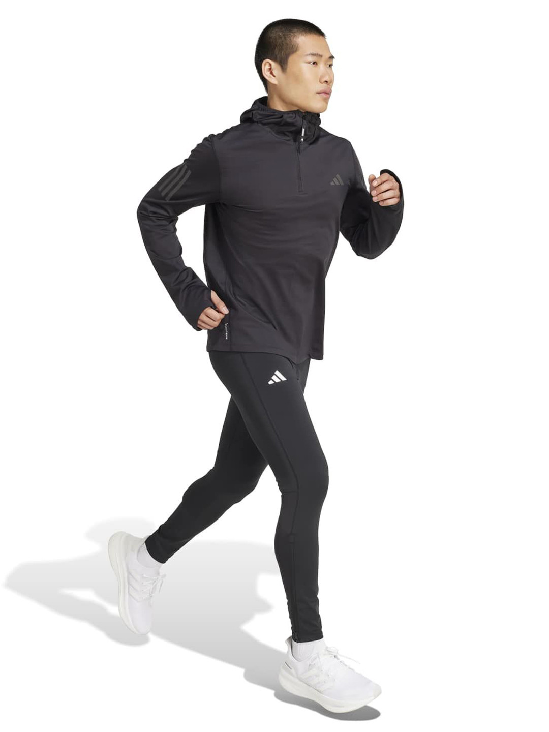 ADIDAS Own The Run Winterized Men Slim-Fit Hooded Half-Zip Pullover Sweatshirt