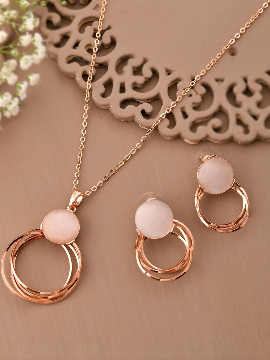 Richlook Stainless Steel Artificial Stones Studded Ethereal Glow Jewellery Set