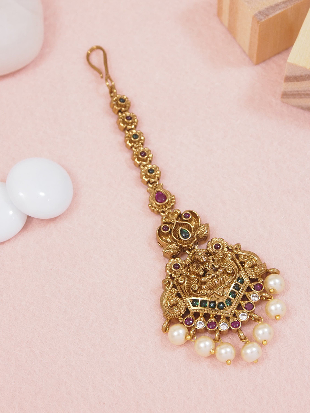 House of Pataudi Gold-Plated American Diamond Studded Maang Tikka