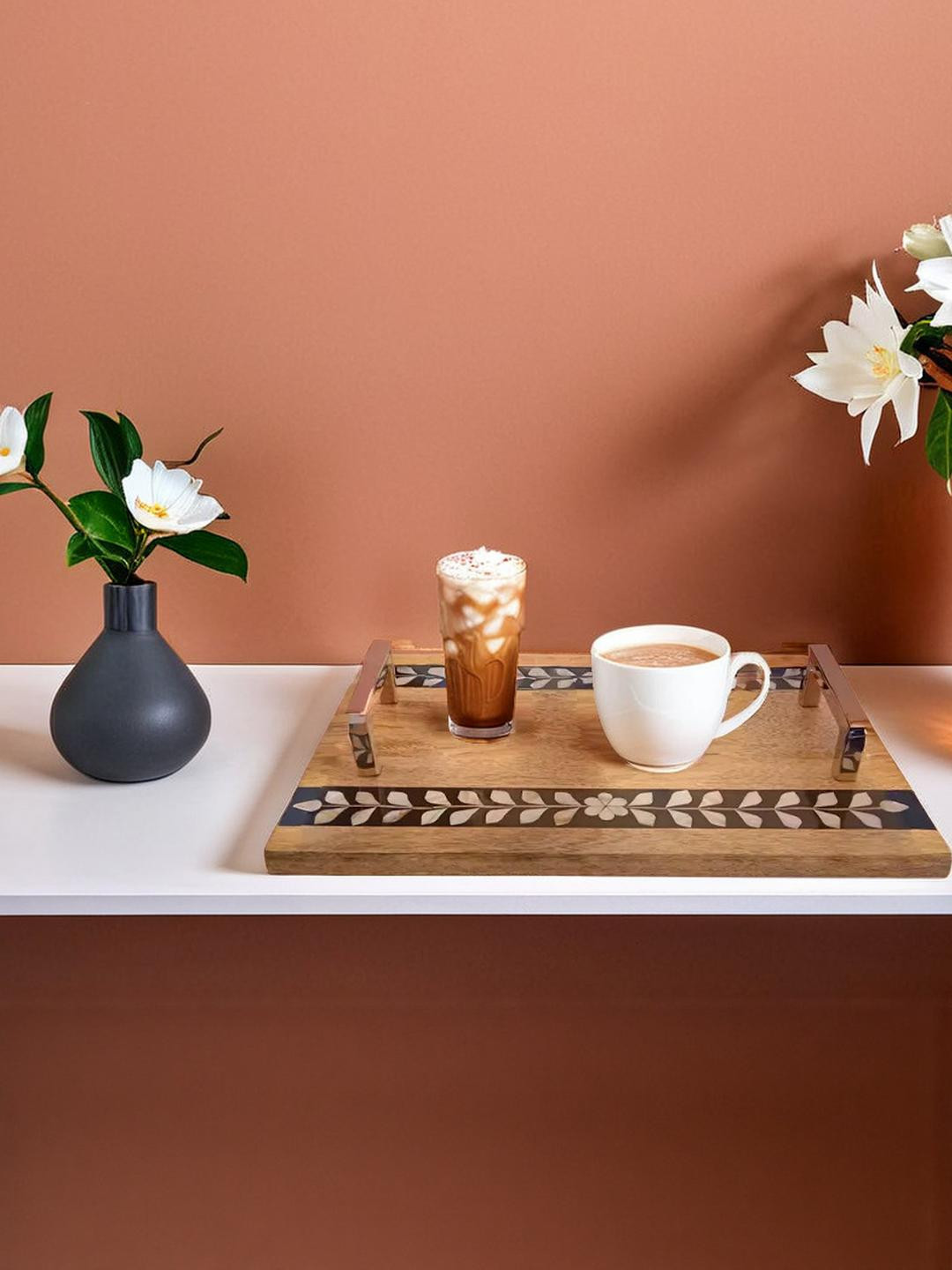 Daisy craft Brown Wood Dishwasher Safe Serving Tray