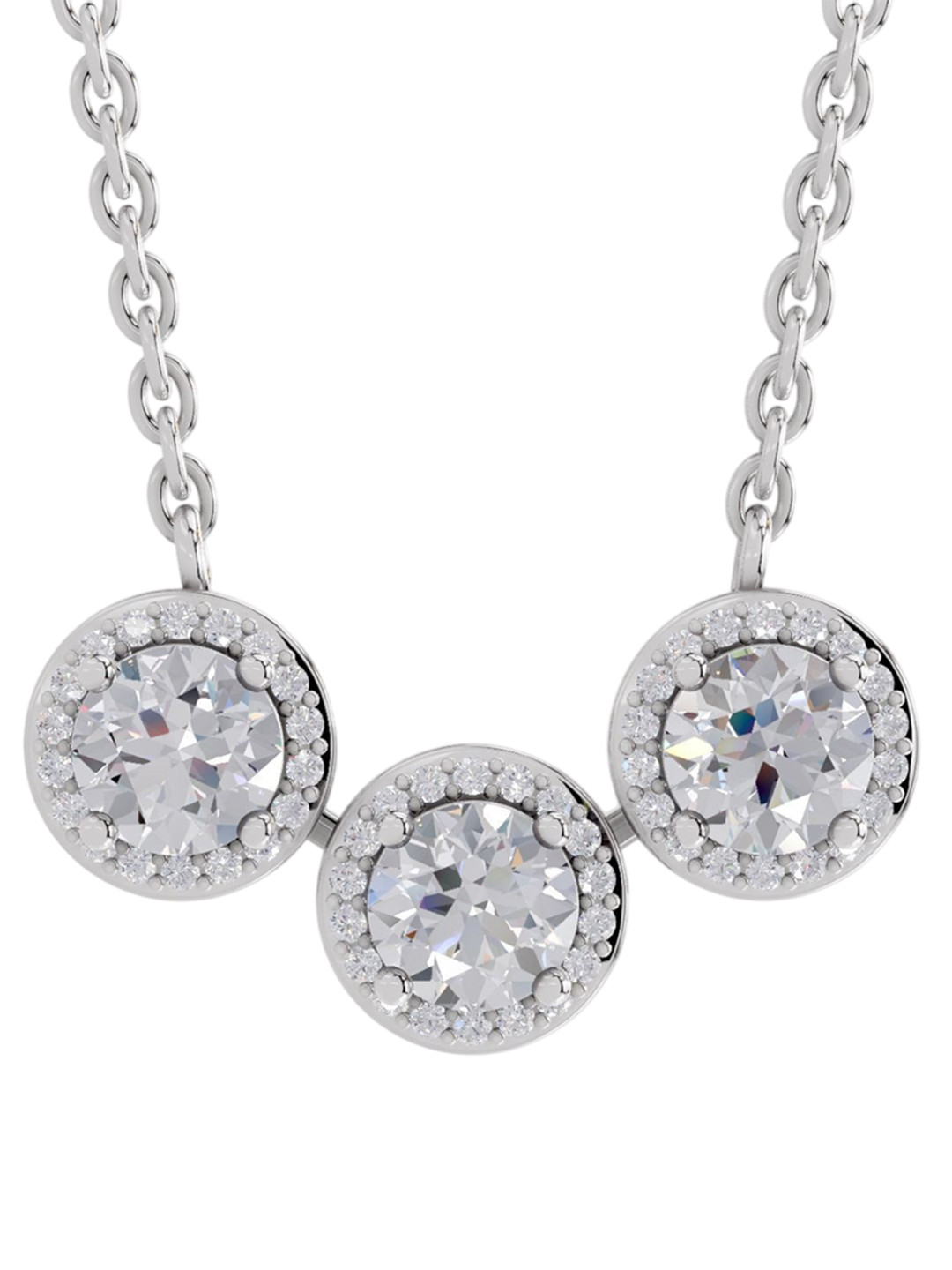 Sparkles Women 14K White Gold Lab Grown Diamond 1.64 Carat Round Shape Diamond Necklace