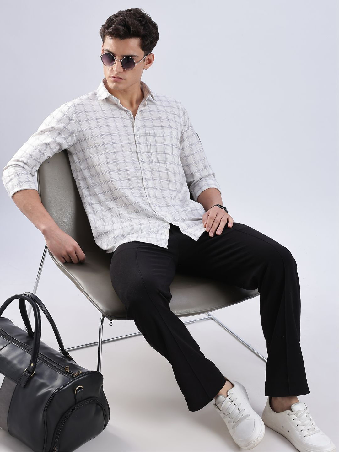 OG For Real Slim Fit Checked Long Sleeves Pure Cotton Shirt