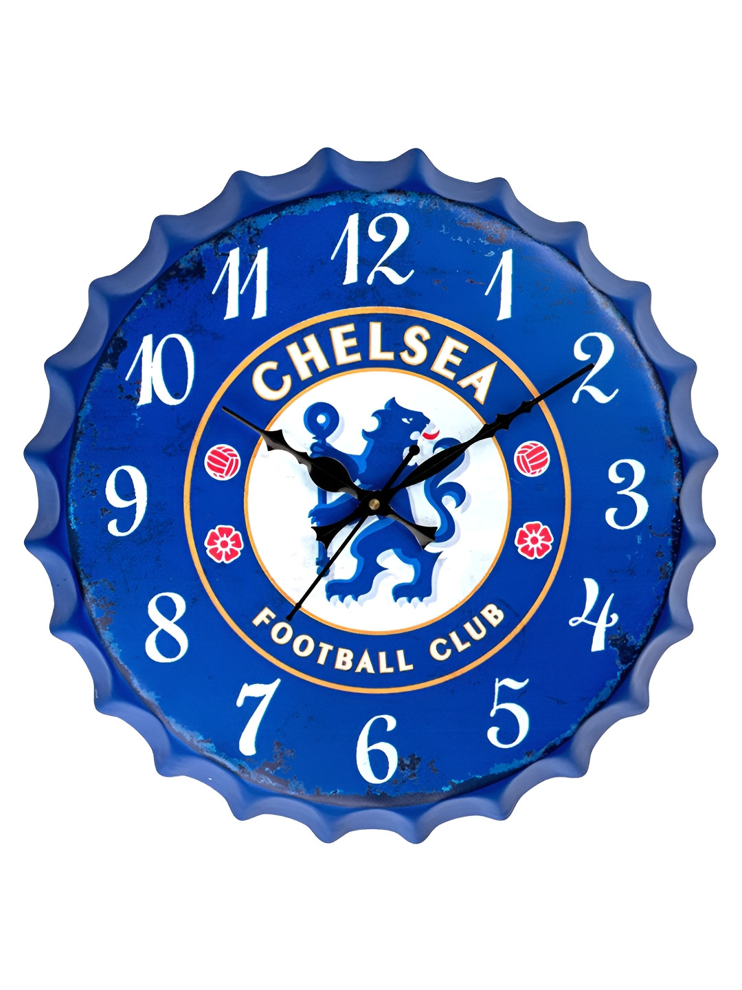 eazy wagon Blue & White Printed Chelsea Football Club Bottle Cap Metal Round Wall Clock