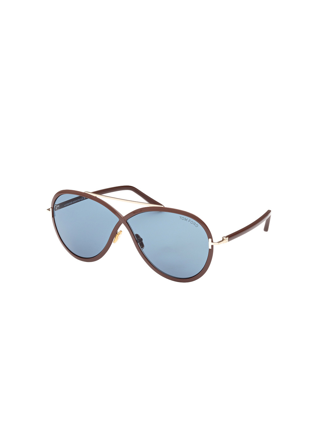Tom Ford Women Blue Lens & Brown Oversized Sunglasses FT1007 65 48V-Blue