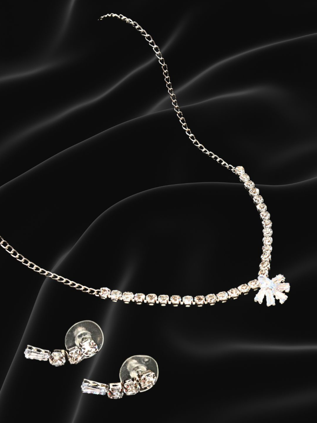 The  Pure Virgo American Diamond Studded Studded Necklace With Earrings