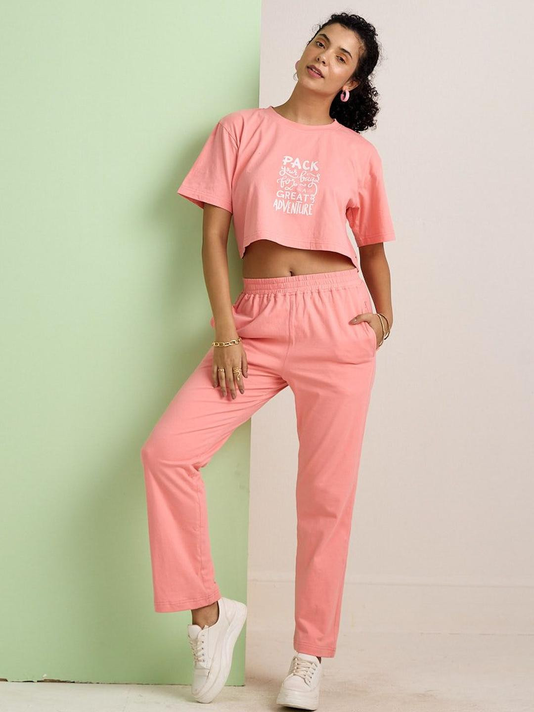 AVOCADO Printed Pure Cotton Round Neck Top With Trouser