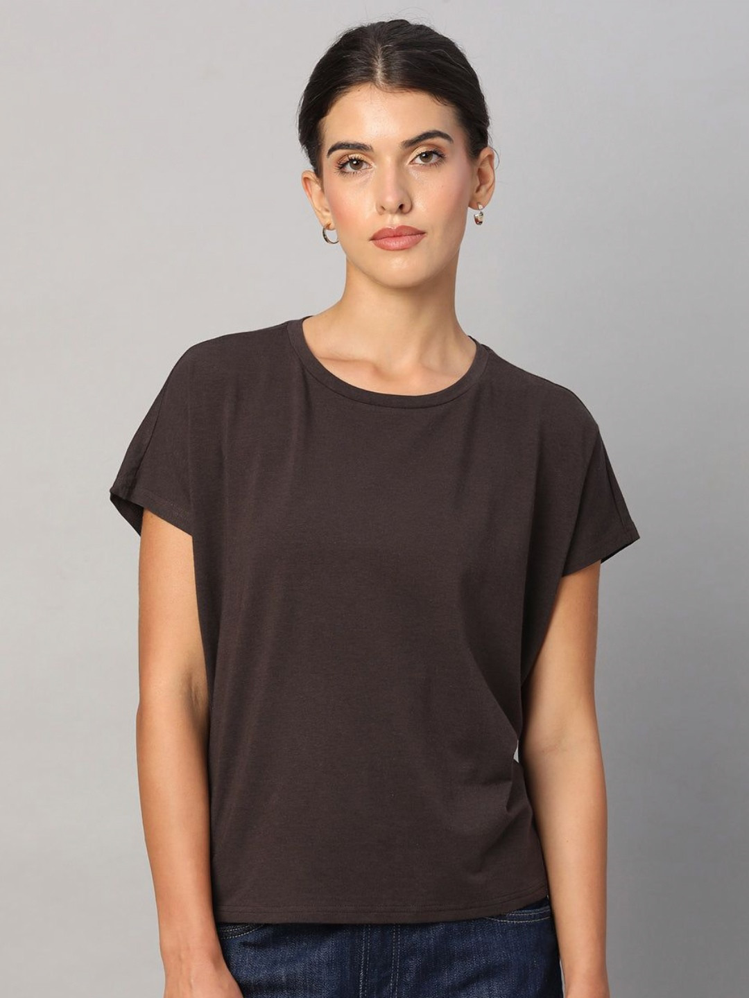 URBANICE Round Neck Relaxed Fit Cotton T-shirt