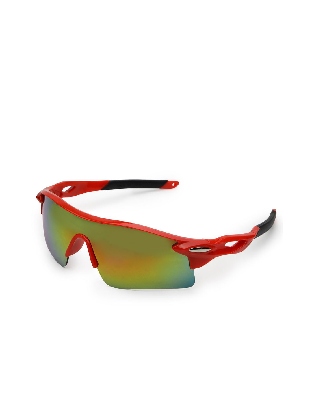 HASHTAG EYEWEAR Unisex UV Protection Shield Sports  SunglassesMOAB 009181-BLK/GRN/RED