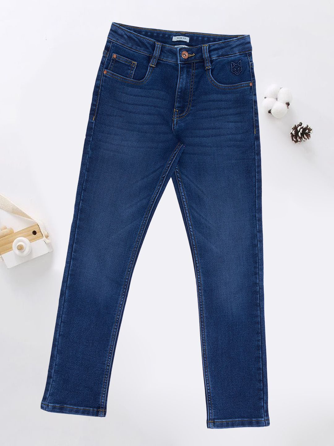 Pantaloons Junior Boys Skinny Fit Mid-Rise Low Distress Light Fade Jeans