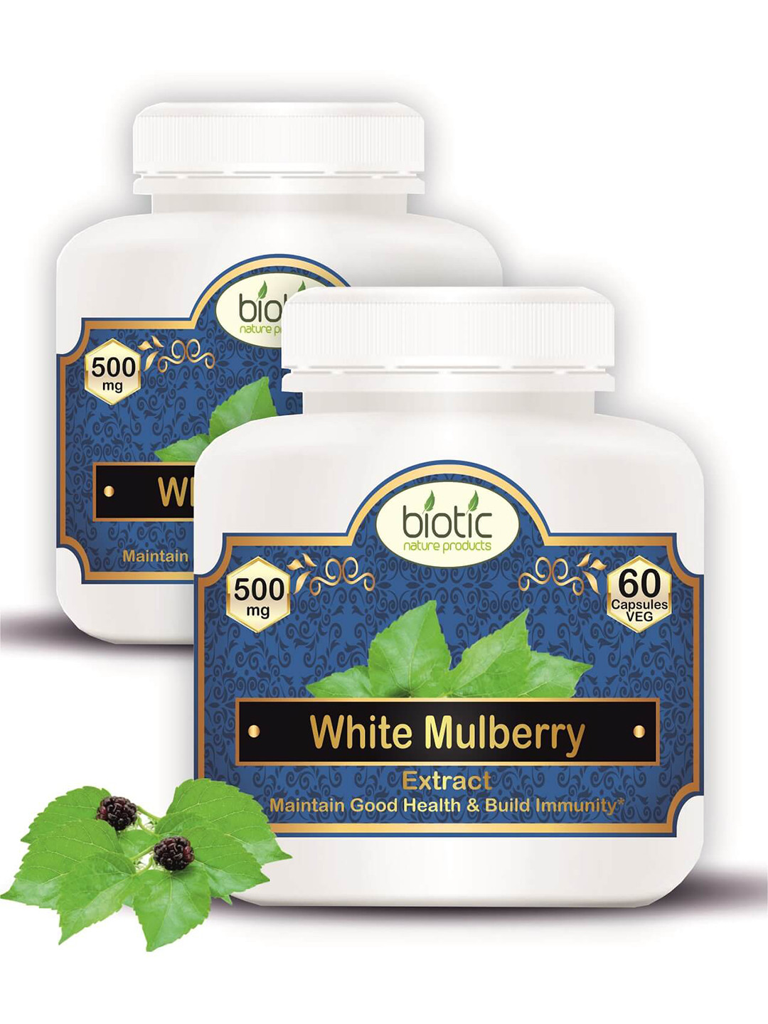 Biotic Set Of 2 White Mulberry Leaf Capsules 500 mg 60 - Each