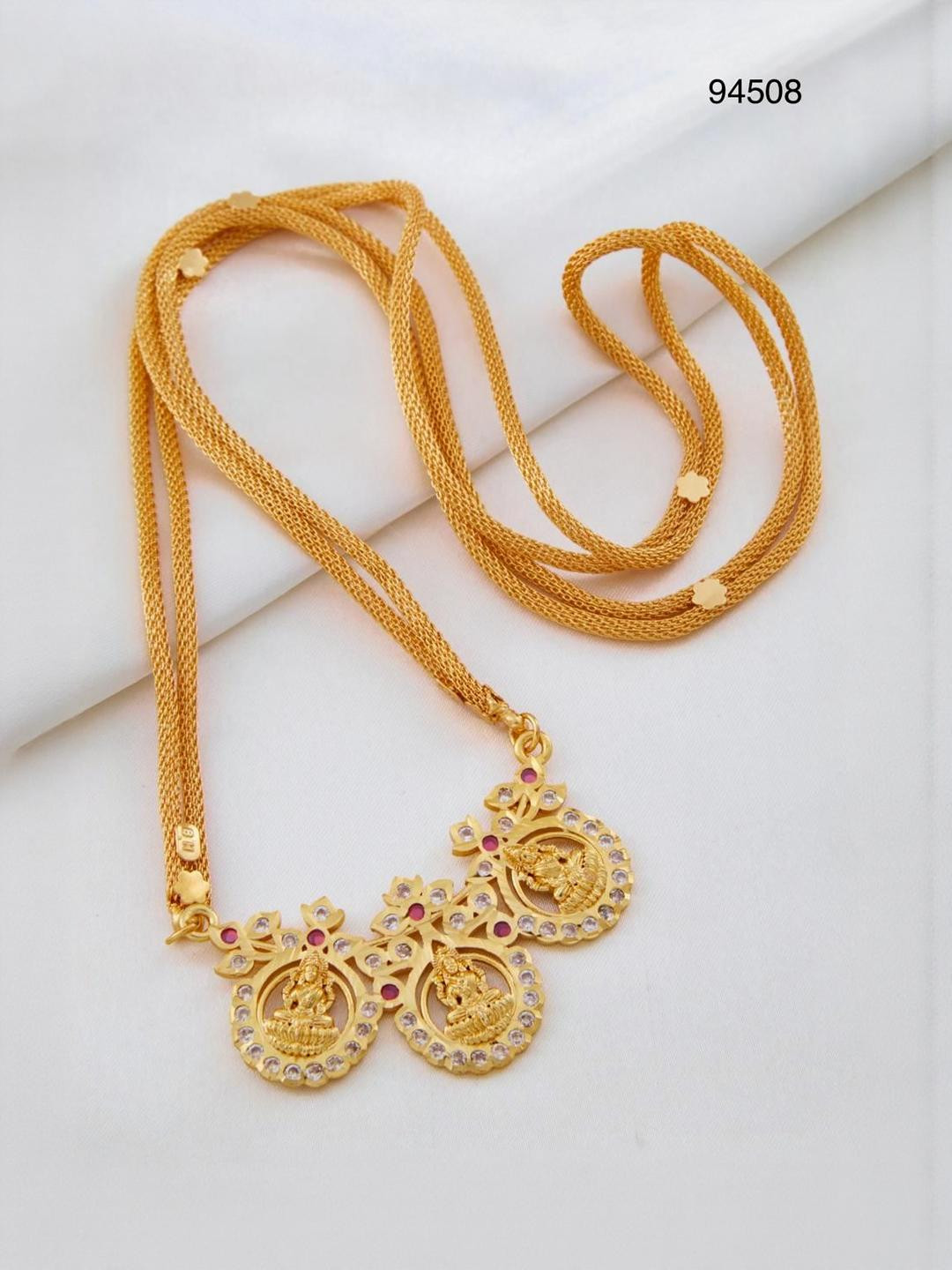 SAT KAIVAL FASHION Gold-Plated Artificial Stones Studded Mangalsutra