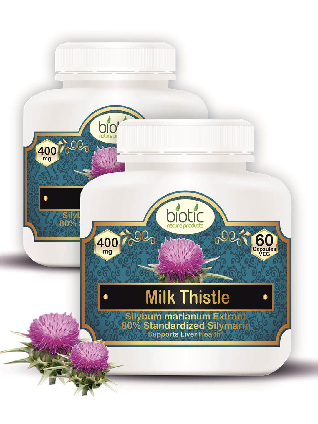 Biotic Pack Of 2 Milk Thistle Capsules 60 Nos Each- 400 mg