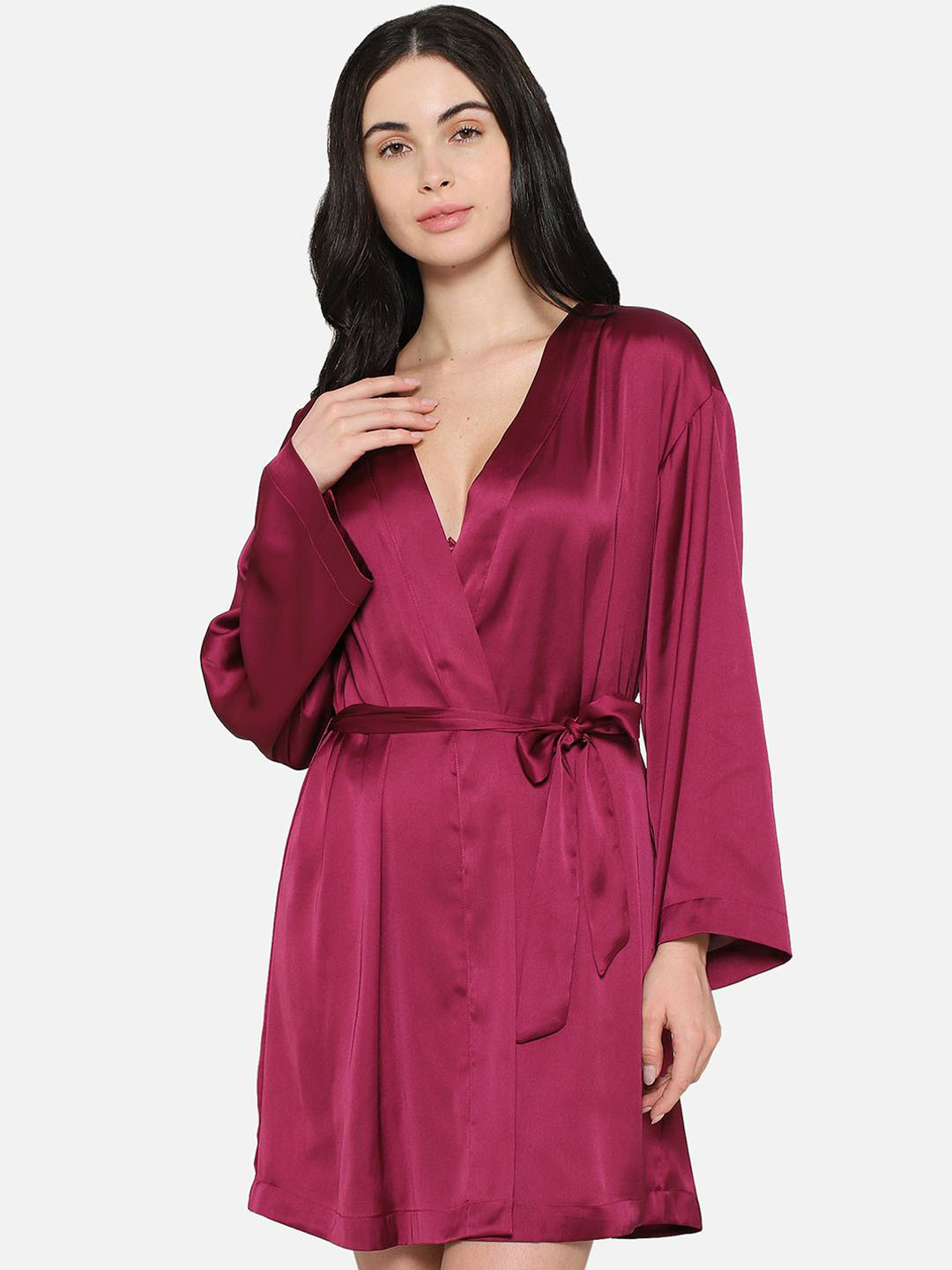 Wacoal Women Shawl Collar Full Sleeve Bath Robe