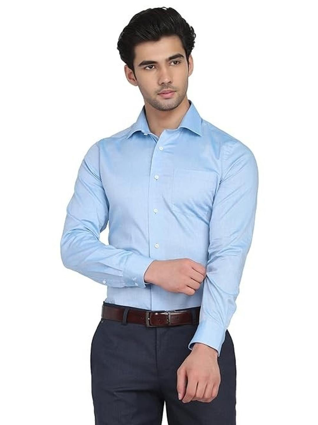 ISUEL FAB Men Blue Cotton Striped Formal Shirts