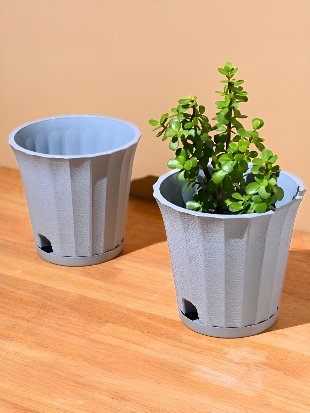 eha Azure Blue 2 Pieces Textured Earth Friendly Self-Watering Planters