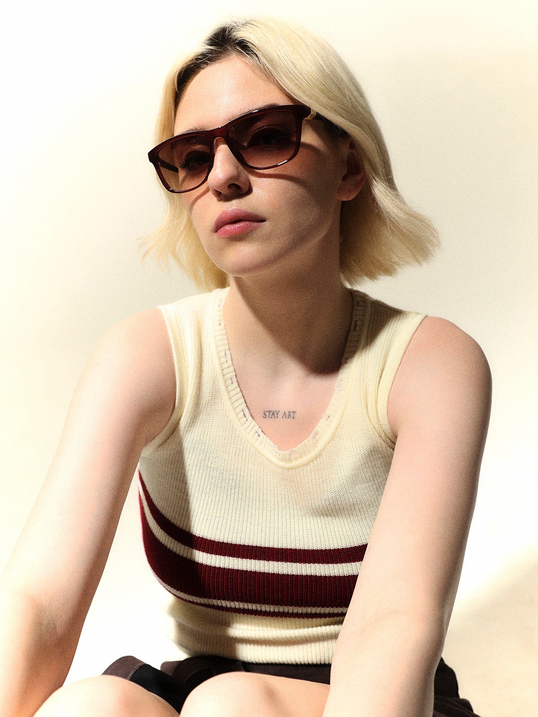 ONLY Women Aviator Sunglasses 9020255002-Cabernet