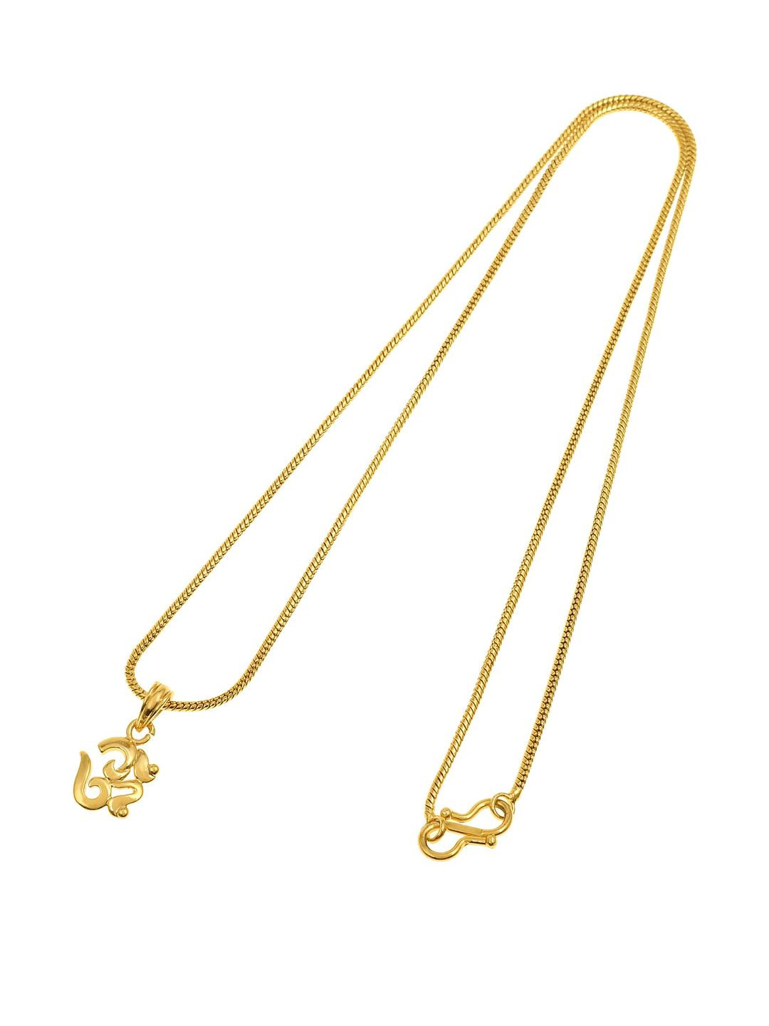PYR FASHION 18K Gold-Plated Om Shiv Contemporary Pendant With Chain
