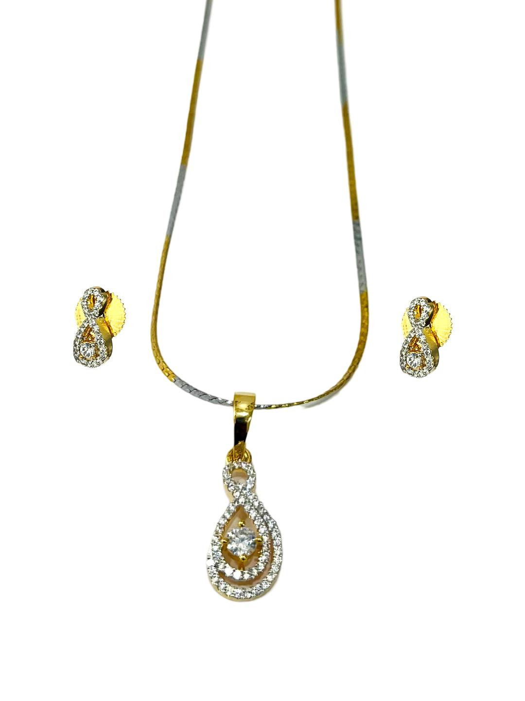 J D Jewellers Women Gold-Plated Pendant and Earrings