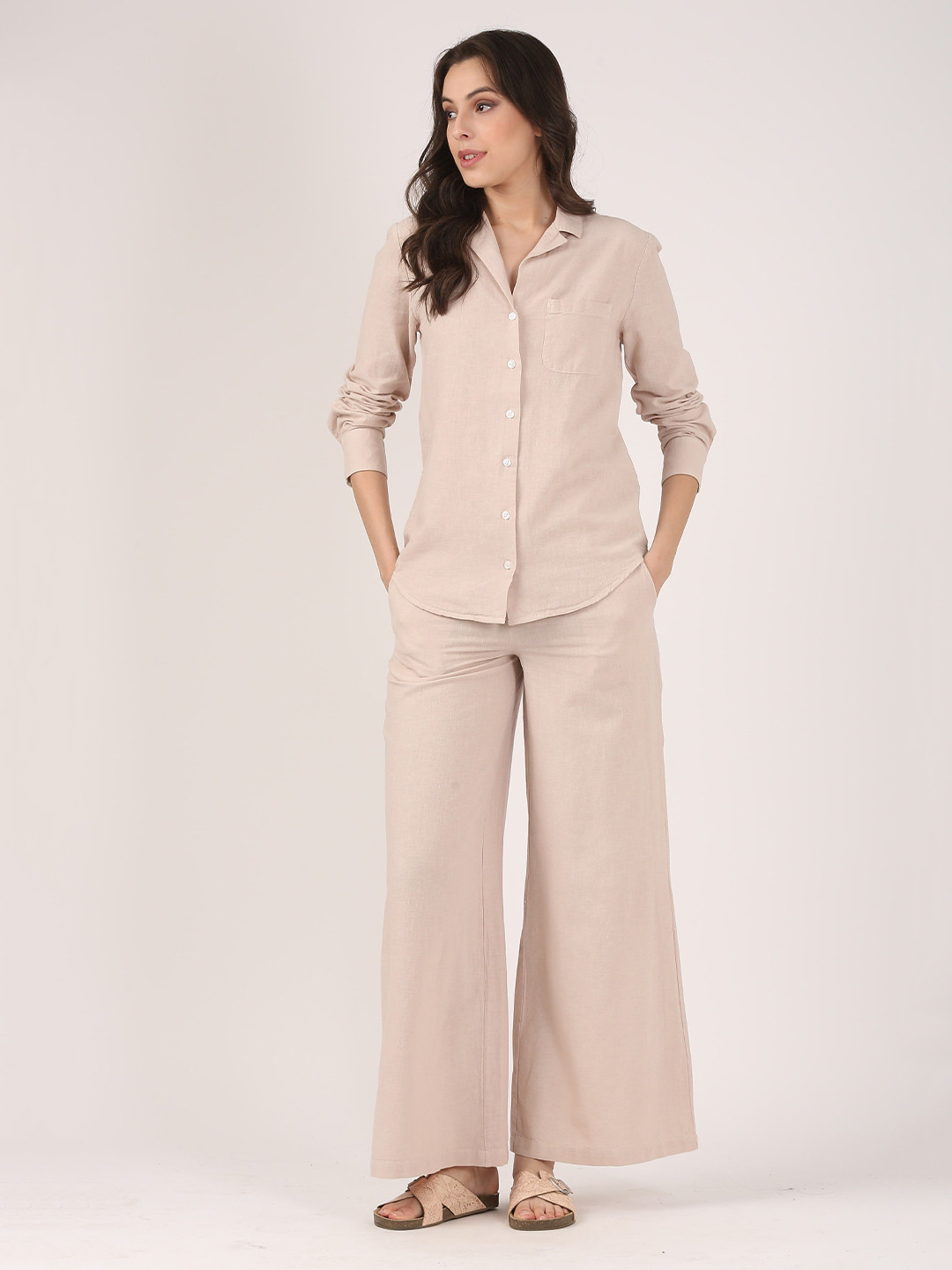 Jolene.club Dusty Pink Linen Lapel Shirt