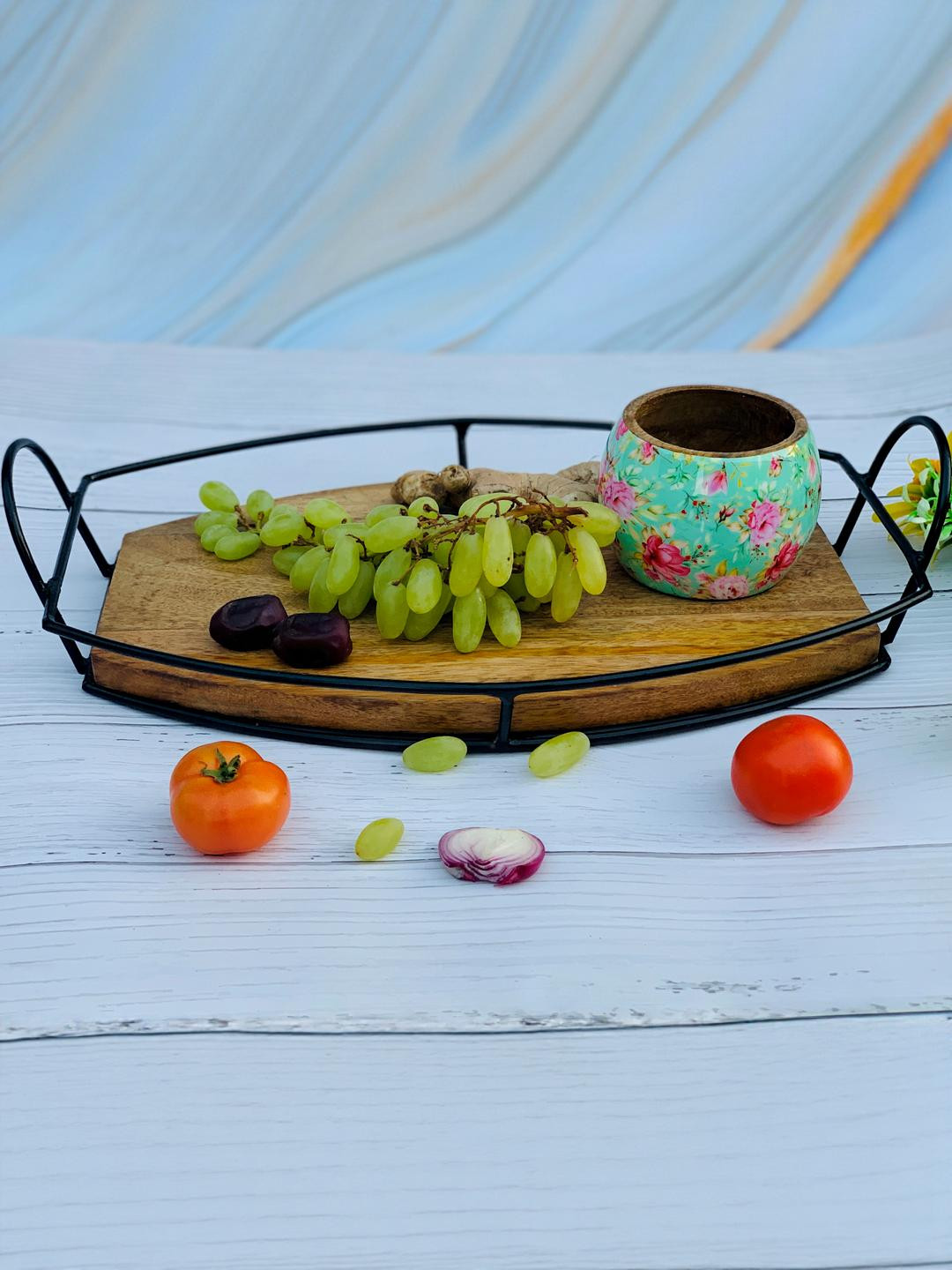 Daisy craft 1 Pieces Brown Wood Dishwasher Safe Serving Tray
