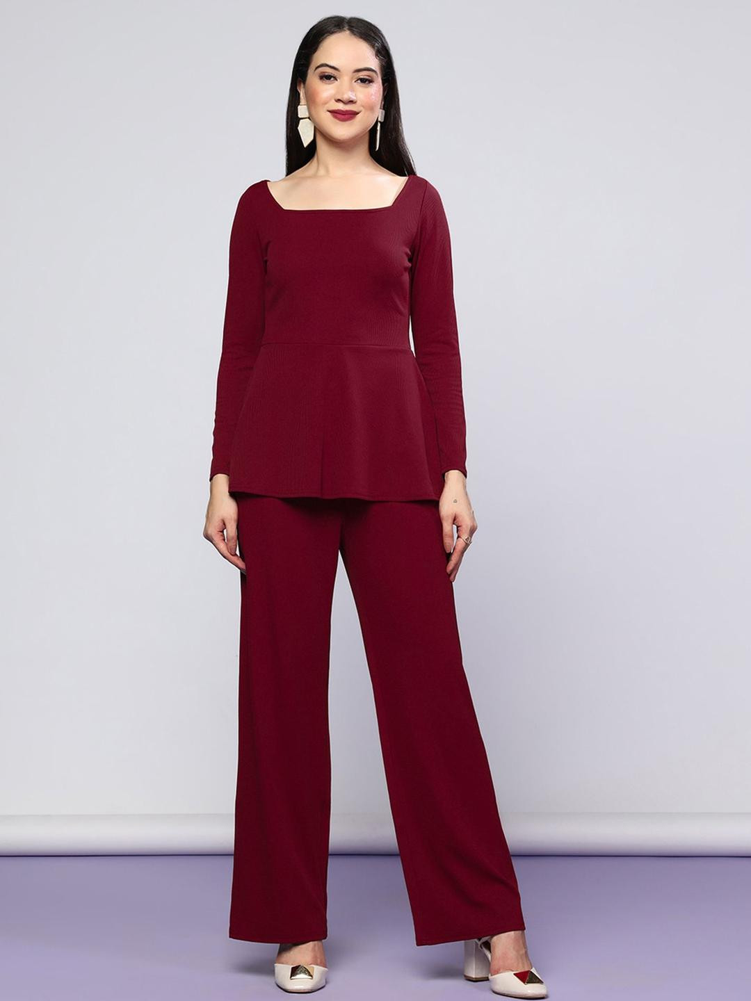 Selvia Long Sleevs Square Neck Top With Trouser